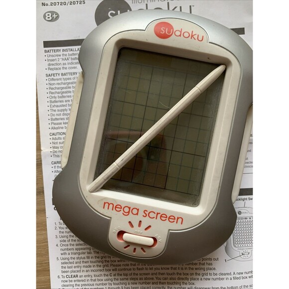 Sudoku Mega Screen Illuminated Game,  Stylus & Instructions Handheld Electronic - Picture 9 of 9